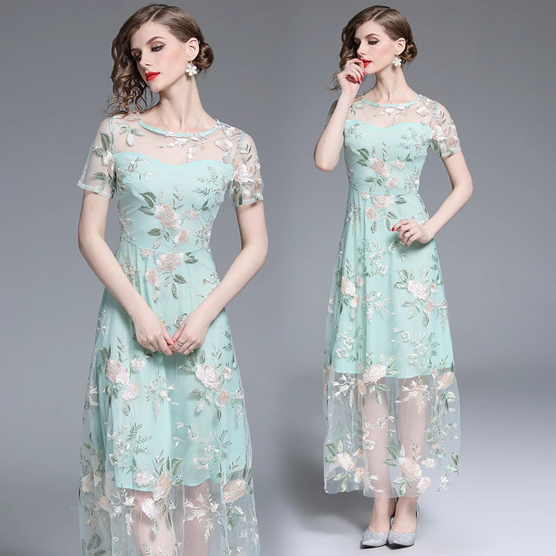 Дизайнерская обувь для подиума Для женщин 2019 летнее платье Макси кружевная