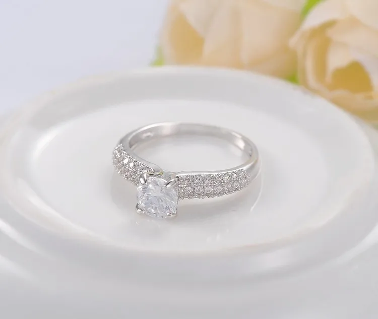 LZESHINE Fine Jewelry Female Ring Silver Color Wedding Engagement Rings for Women Austrian Zirconia Bague Bijoux CRI0147-B | Украшения и