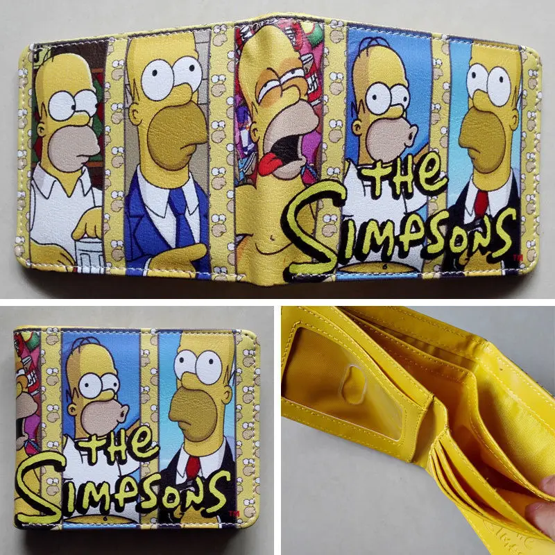 Аниме Симпсоны Homer J. Simpson логотип кошельки кошелек многоцветный 12 см кожа|Мужские
