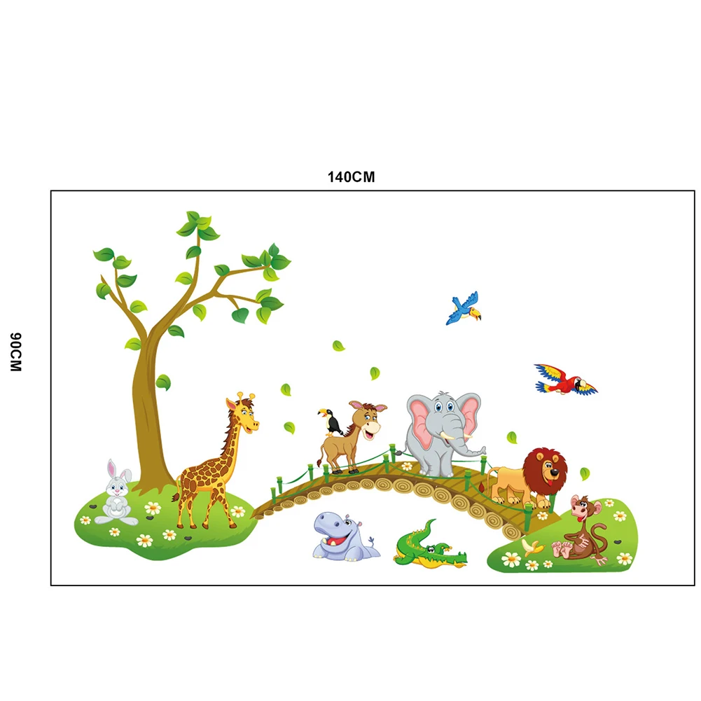 3D милые Мультяшные животные цветок наклейки на стену Плакат Наклейка Woopower ТВ фон