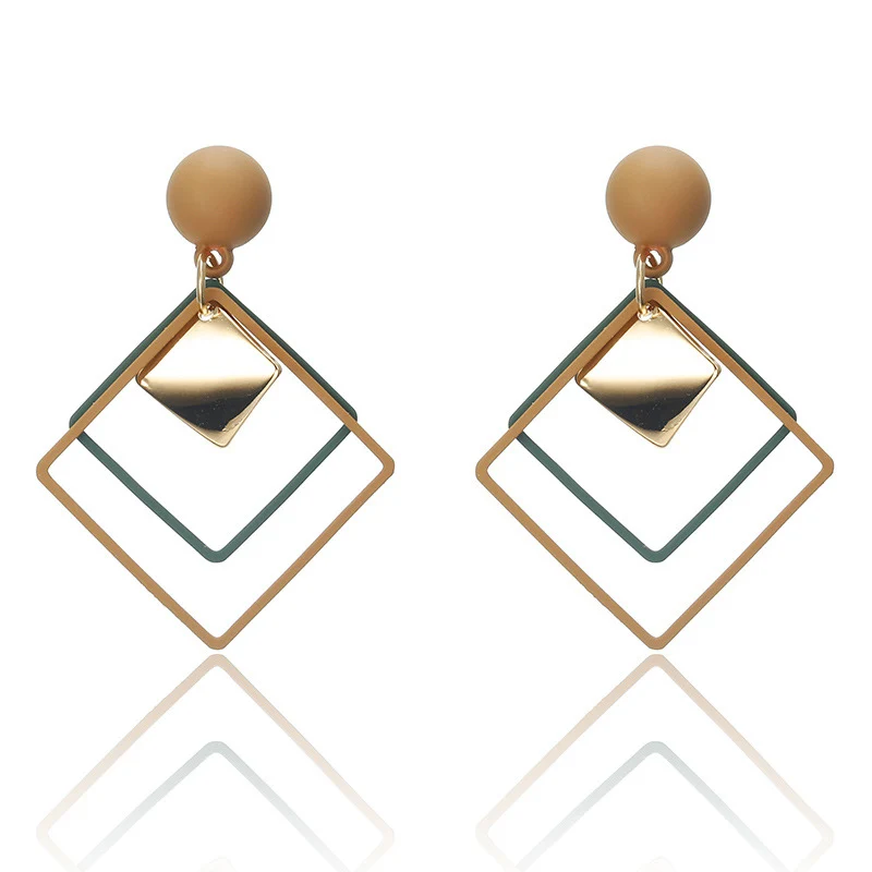New Geometric Green Gifts Black Drop Earring Korean Temperament Khaki Hot Sale 1Pair Wild Sequins Fashion Jewelry Matte Long | Украшения и