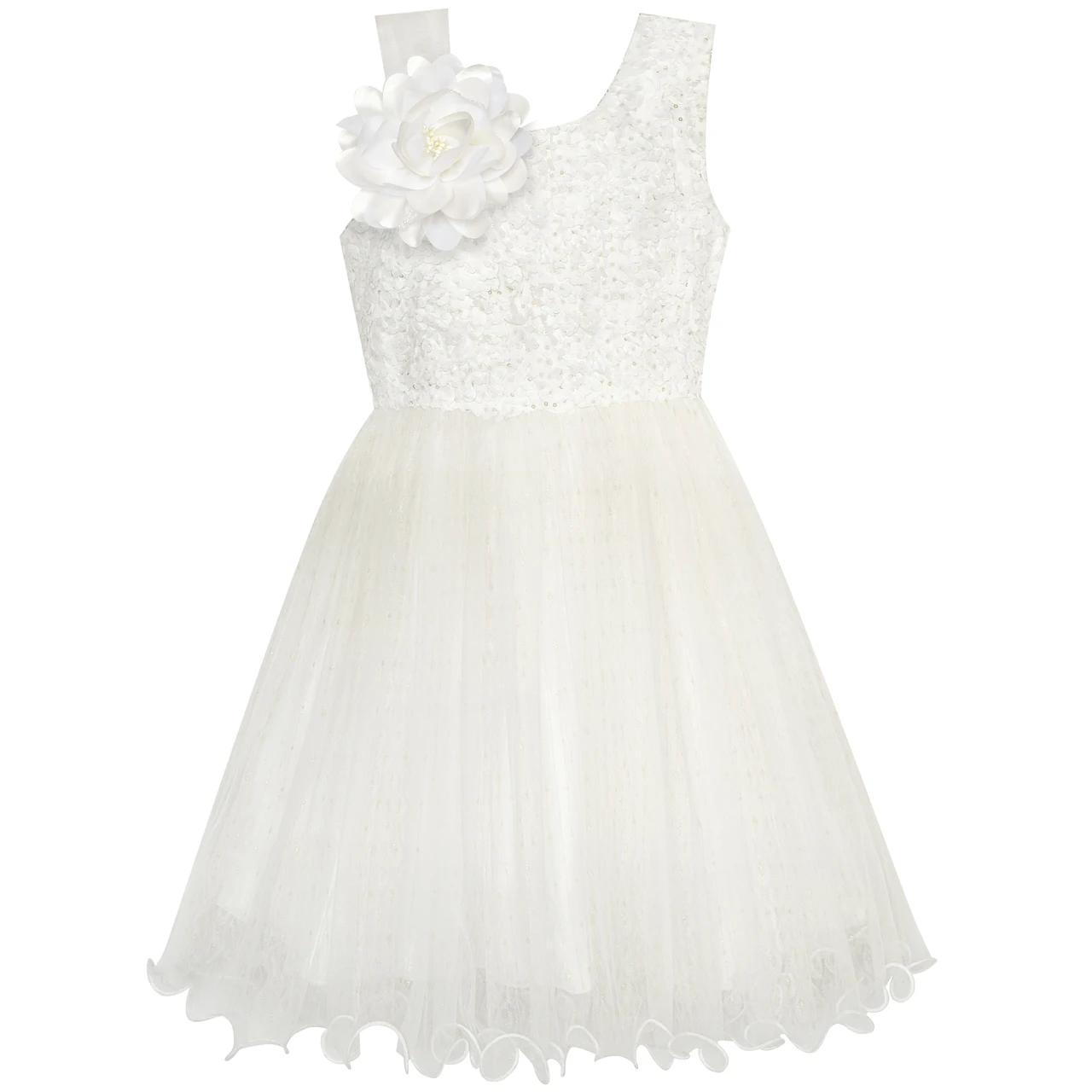 

Sunny Fashion платья для девочек Цветок Девушка Платье слоновая кость Цехин Подружка невесты Свадьба Вечеринка 2020 Лето Принцесса Платья Детская ...