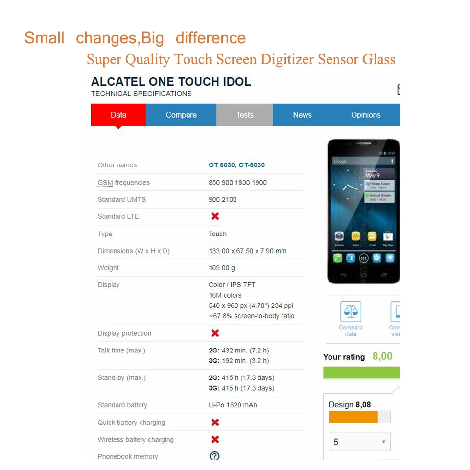10 шт./лот для Alcatel One Touch idol 6030 6030d 6030x 6030a ot6030 OT-6030 сенсорный экран Сенсорная панель