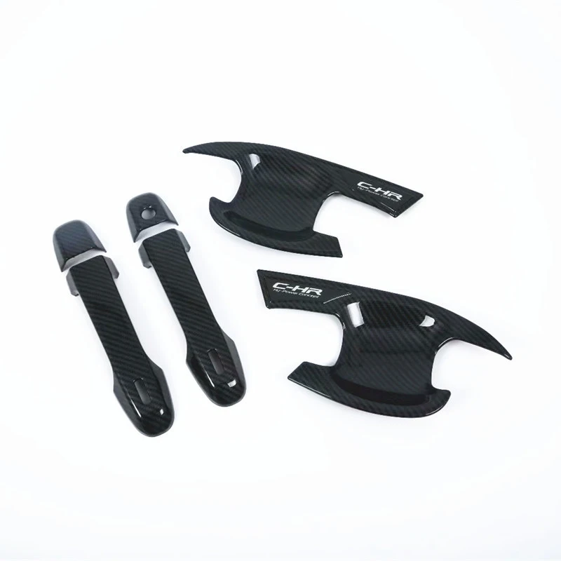 Black ABS Front Door Bowl Cover Trim+Handle Trim Set fits for To-yota C-HR 2016-2018 auto accessories | Автомобили и мотоциклы