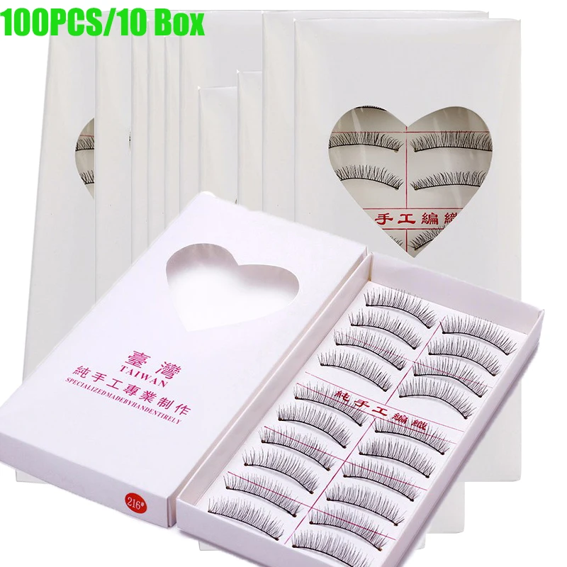 

Wholesale 100 PCS / 10 Set 216 Cotton Stalk Pure Manual Natural Short False Eyelashes Naked Makeup Maquiagem Faux Mink Handmade