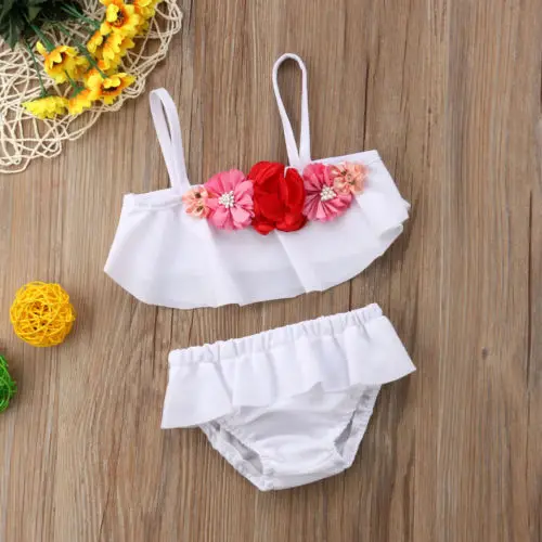 Emmababy/детское бикини с цветочным рисунком для маленьких девочек объемным белый