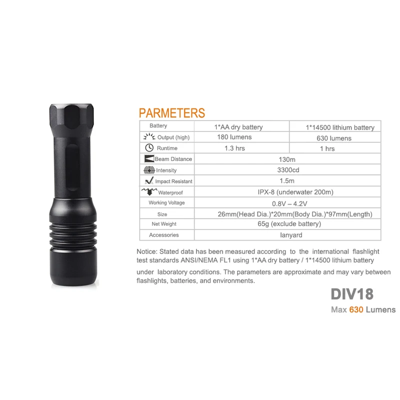 Super Diving flashlight Diver XM-L2 U4 LED mini diving mirror light 150 meters Underwater Waterproof Tactical Lantern lamp | Освещение