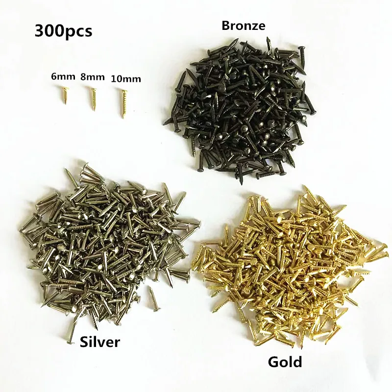

300pcs 6mm 8mm 10mm Round Head Nail Furniture Fitting Decorative Screw Cusp Fasteners Hardware Gold Silver Bronz Mini model Nail