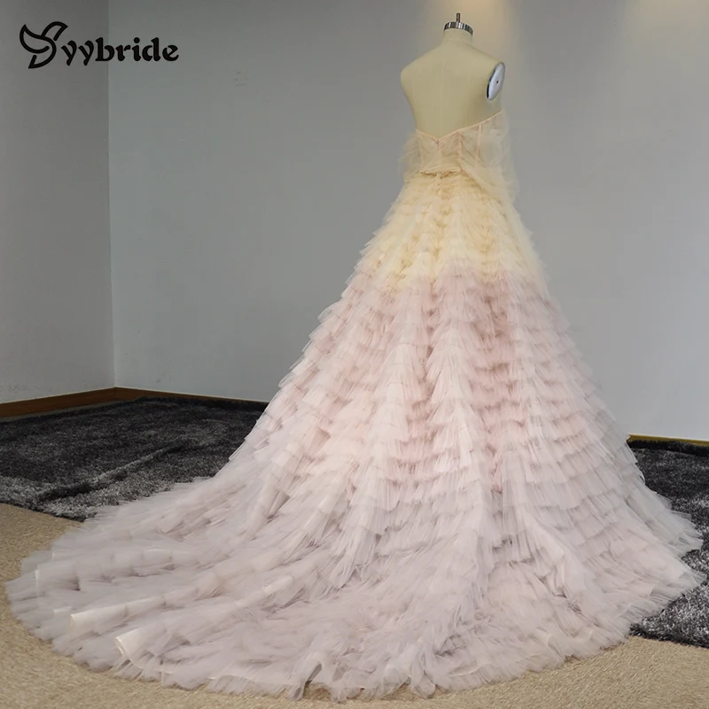 YYbride новый дизайн светло розовые цветные тюлевые платья с вырезом лодочкой для