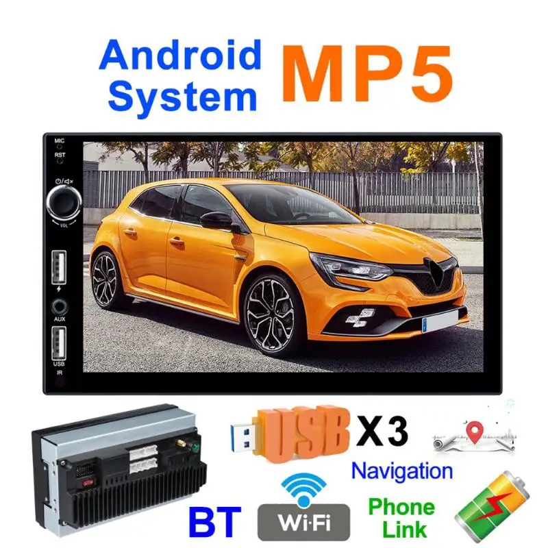 VODOOL 7 дюймовый автомобильный MP5 GPS плеер 1G + 16G четырехъядерный Android 8 1 Bluetooth WiFi FM