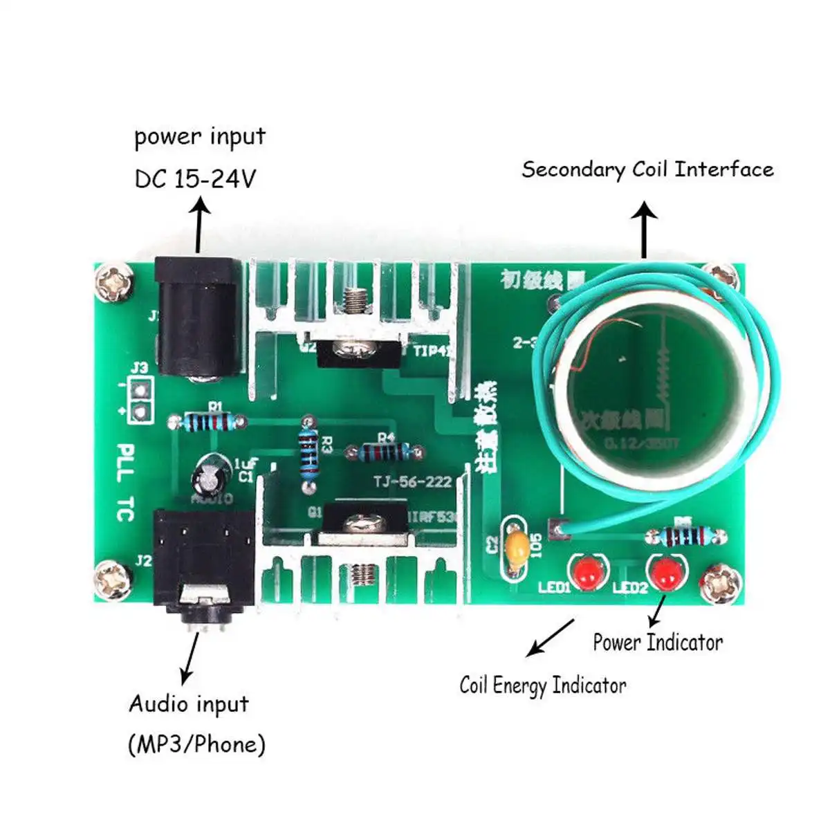 CLAITE 15W DC 15-24V 2A DIY Mini Coil Module Unassembled Speaker Electronic Kit Resonant Transformer Loudspeaker | Электроника