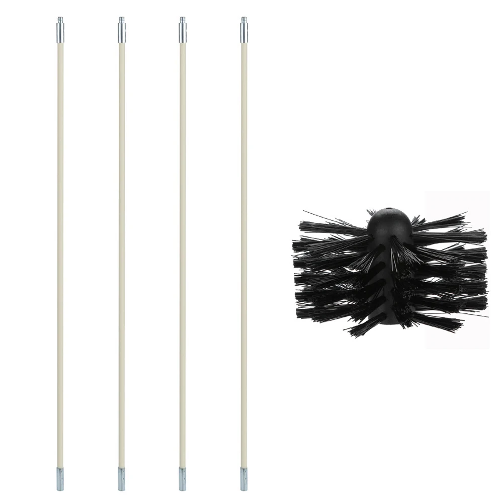 

Nylon Brush With 4pcs Long Handle Flexible Pipe Rods For Chimney Kettle House Cleaner Cleaning Tool Kit