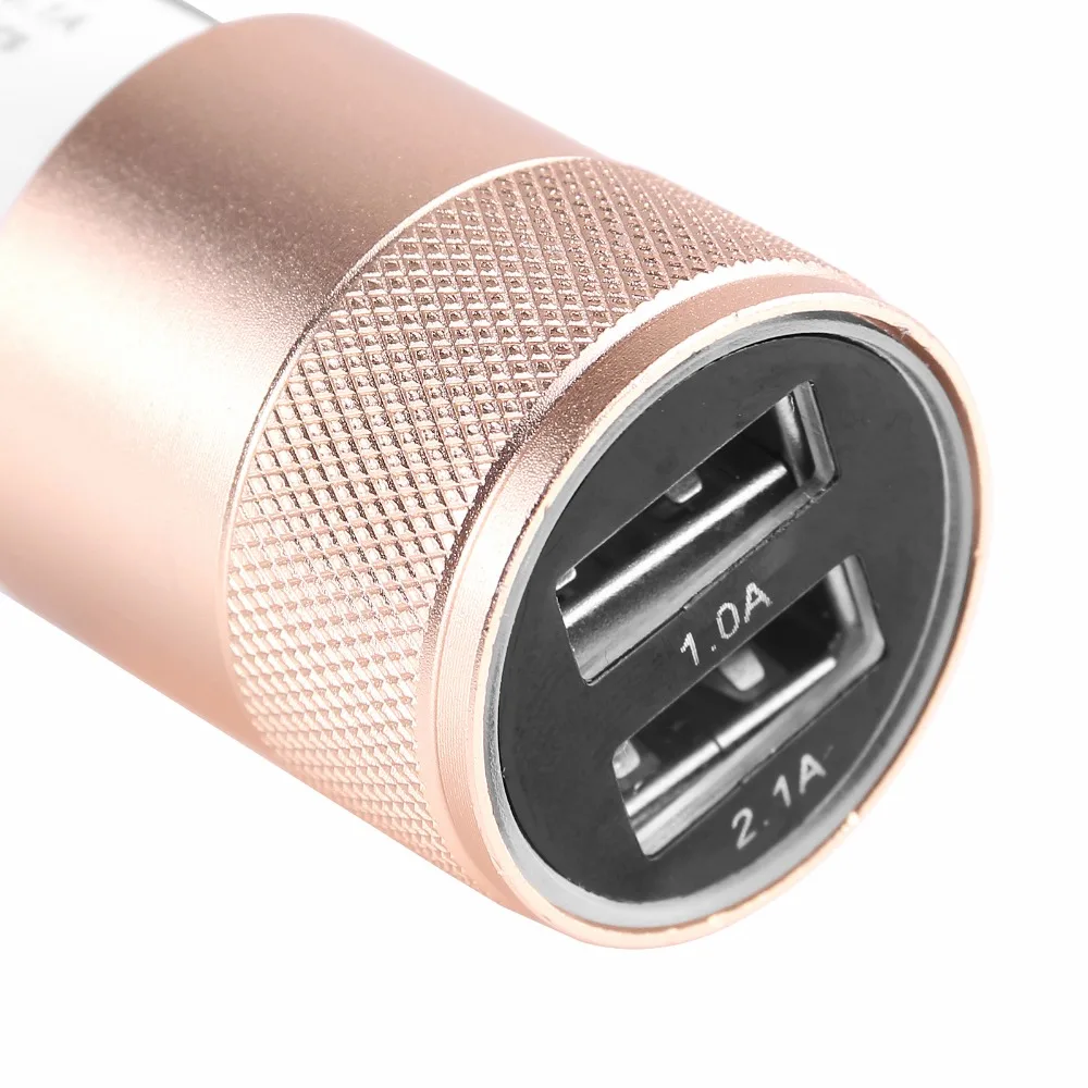 Powstro алюминиевый 3.1A автомобильное зарядное устройство с двумя портами USB 2.1A 1A