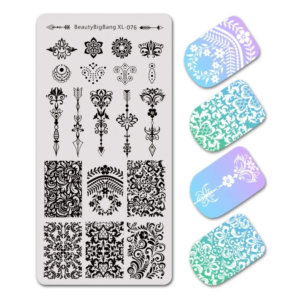 Beautybigbang 6*12 см штамповочная пластина для ногтей Цветочный Рисунок лоза рисунок