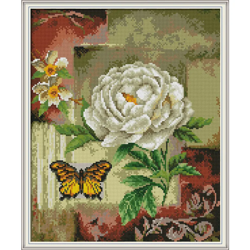Butterflies over Flowers Diamond Embroidery Full Display Mosaic Painting Cross Stitch Gift DIY Home Decoration | Дом и сад