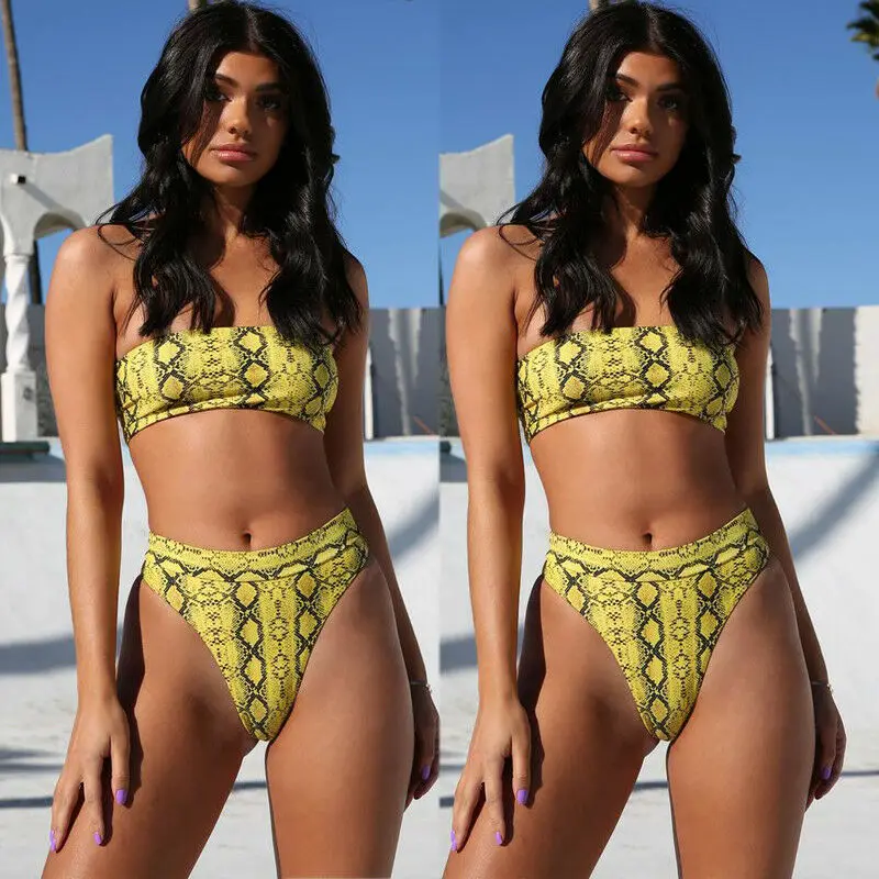 Комплект бикини женский купальник с пуш апом и леопардовым принтом|Купальники| |