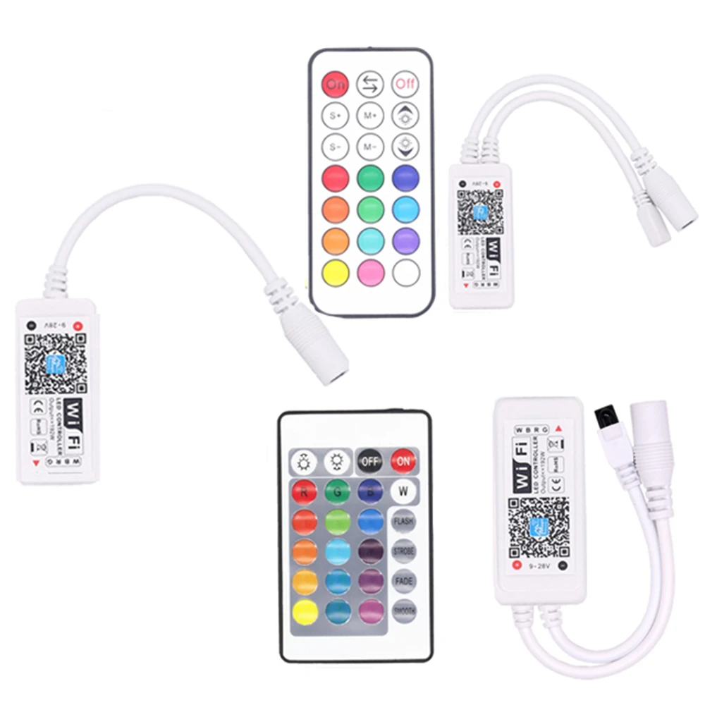 Wifi RGBW / RGBWW LED Controller Mini DC12V With RF 21Key IR 24Key Remote Control For Strip Lights |