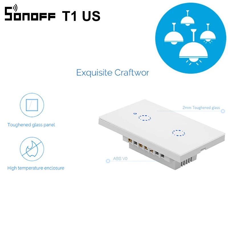Sonoff T1 US Smart Wifi настенный выключатель света RF/APP/сенсорное управление светильник