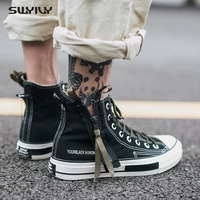 swyivy high top mens sneakers canvas shoes autumn 2019 chunky sneakers side zipper male shoes chaussurehomme black sneakers 44