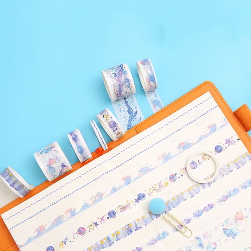 8Pcs Cute Whale Masking Tape Kawaii Cherry Washi Plant Decorative Adhesive For Kids Scrapbooking Diary Photos Albums | Канцтовары для