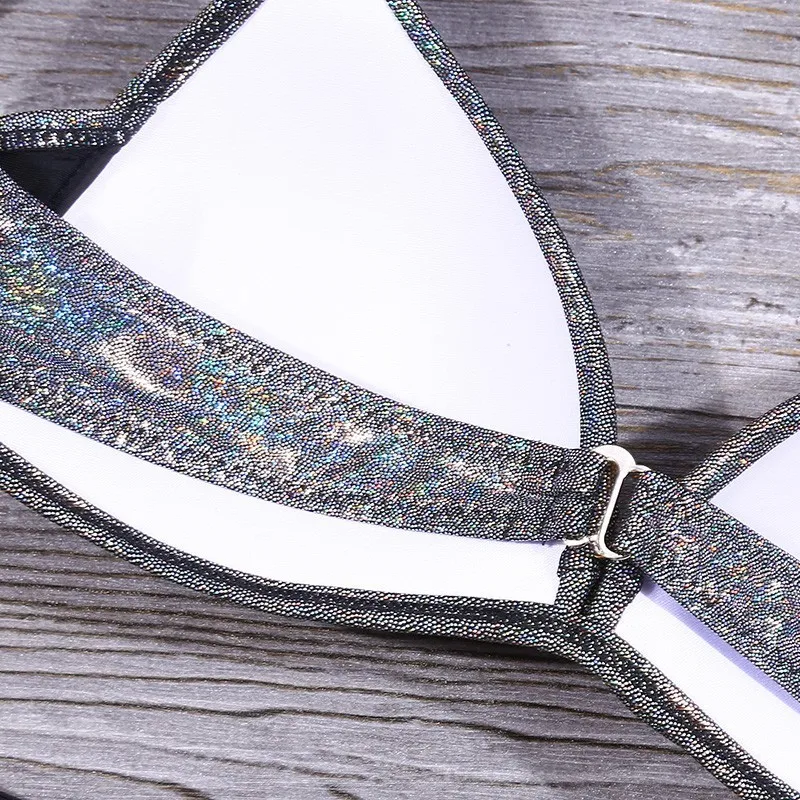 Seazea сексуальный бикини с блестками комплект однотонный пуш ап купальник топ