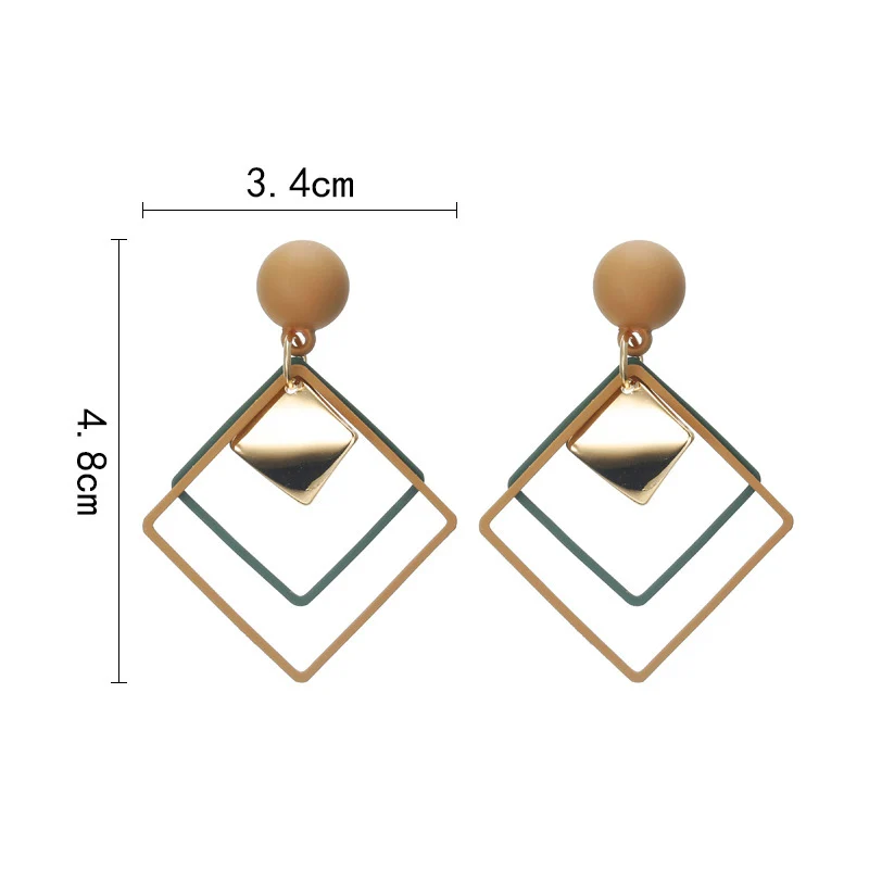 New Geometric Green Gifts Black Drop Earring Korean Temperament Khaki Hot Sale 1Pair Wild Sequins Fashion Jewelry Matte Long | Украшения и