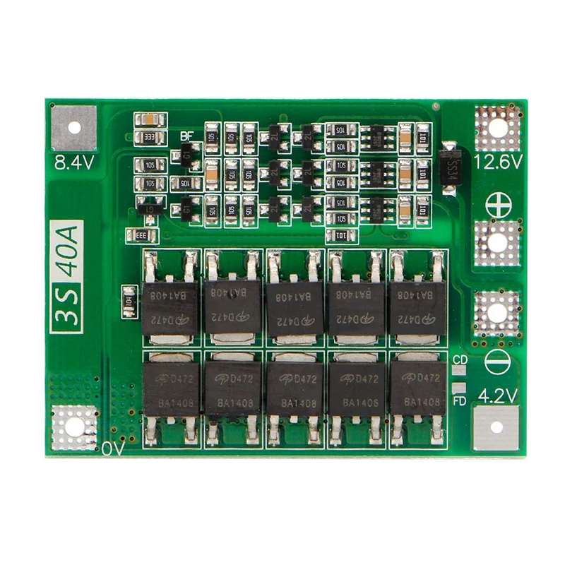 Защитная плата Pcb Bms для зарядки литий ионных батарей 3S 40A 18650 двигателя