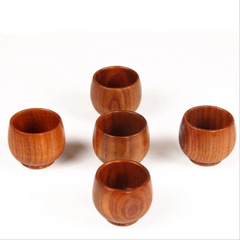

Chinese Style Natural Wooden Red Green Milk Tea Hot Cold Water Drinks Cup Household Hotel and Restaurant Special Liquor Cup