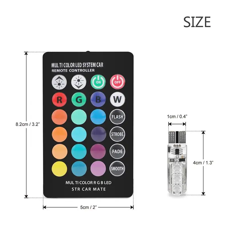 Светодиодные Автомобильные лампы T10 W5W 4 шт. светодиодные RGB с дистанционным