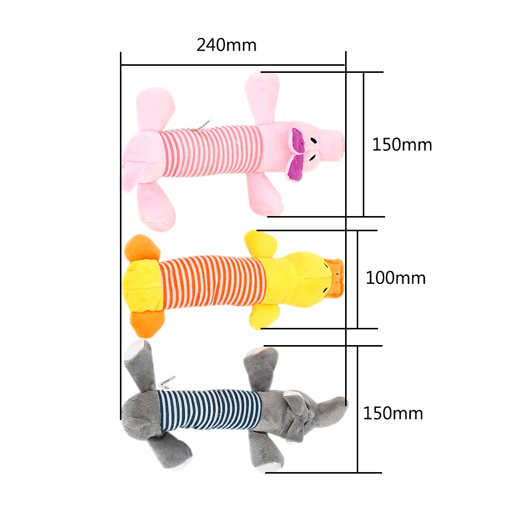 Squeak Chew Dog Toys Sound Dolls Dog Cat Fleece Pet Funny Plush Toys Elephant Duck Pig Fit for All Pets Durability images - 6