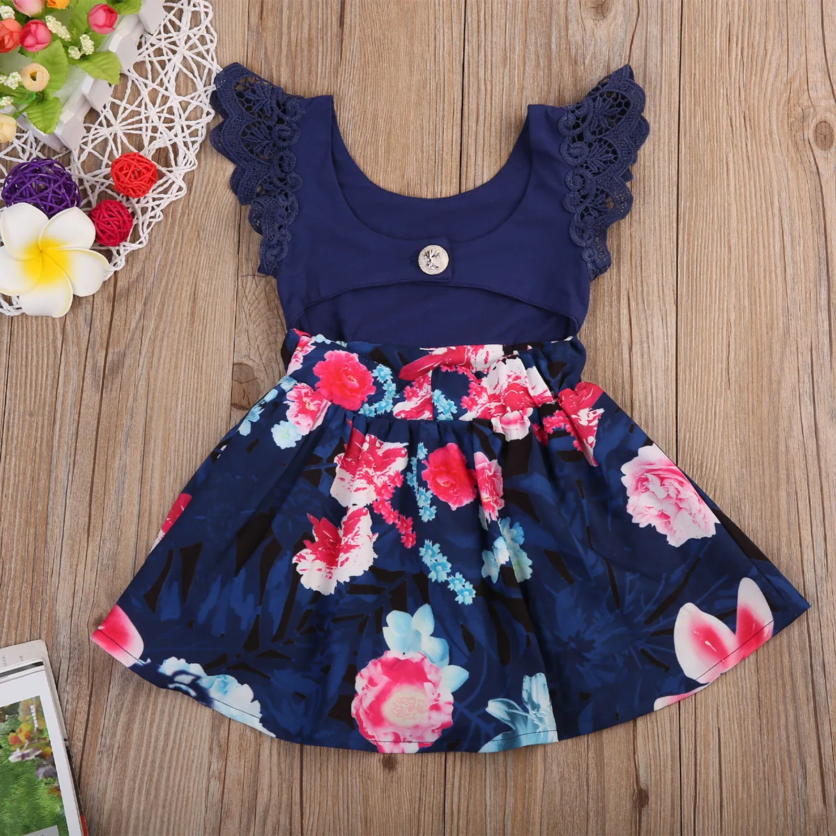 Family Matching Outfits Mother &amp Daughter Adult Women Kids Girls Backless Floral Lace Summer Party Dress | Мать и ребенок