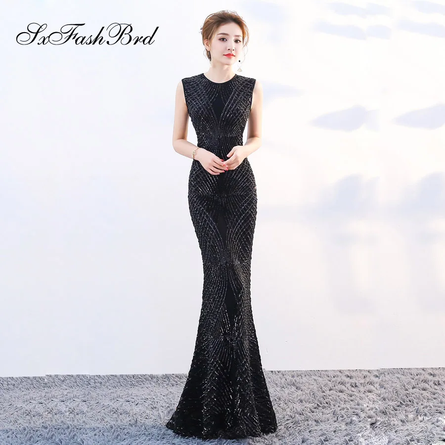 Robe De Soiree Longue 2018 кружевное длинное вечернее платье русалки с круглым вырезом и