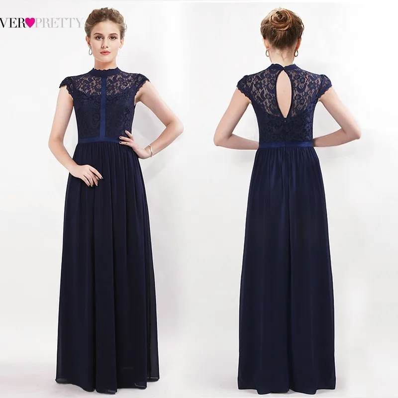 Элегантные кружевное платье подружки невесты A Line без рукавов для высокой шеи