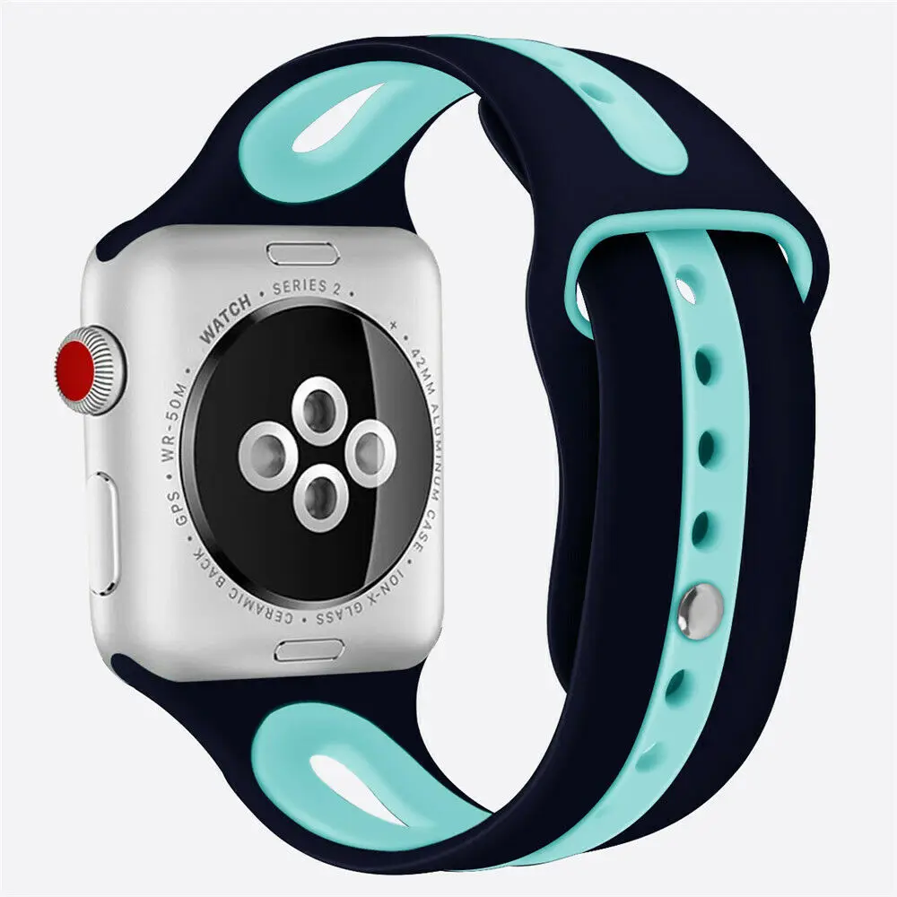 Ремешок спортивный мягкий силиконовый для Apple Watch Band 38 мм 42 40 44 сменный Браслет iWatch