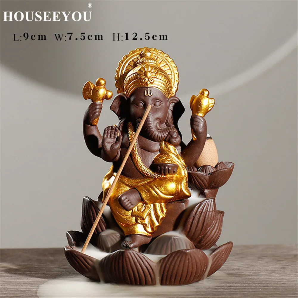 20 бесплатных благовоний конусов + голова слона Бог Ганеша фиолетовый песок лотос