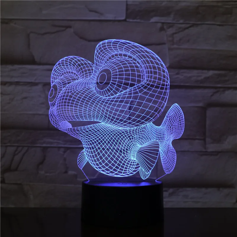 Мультфильм Марлин рыбы лампа 3D USB визуальные Светодиодные ночные светильники