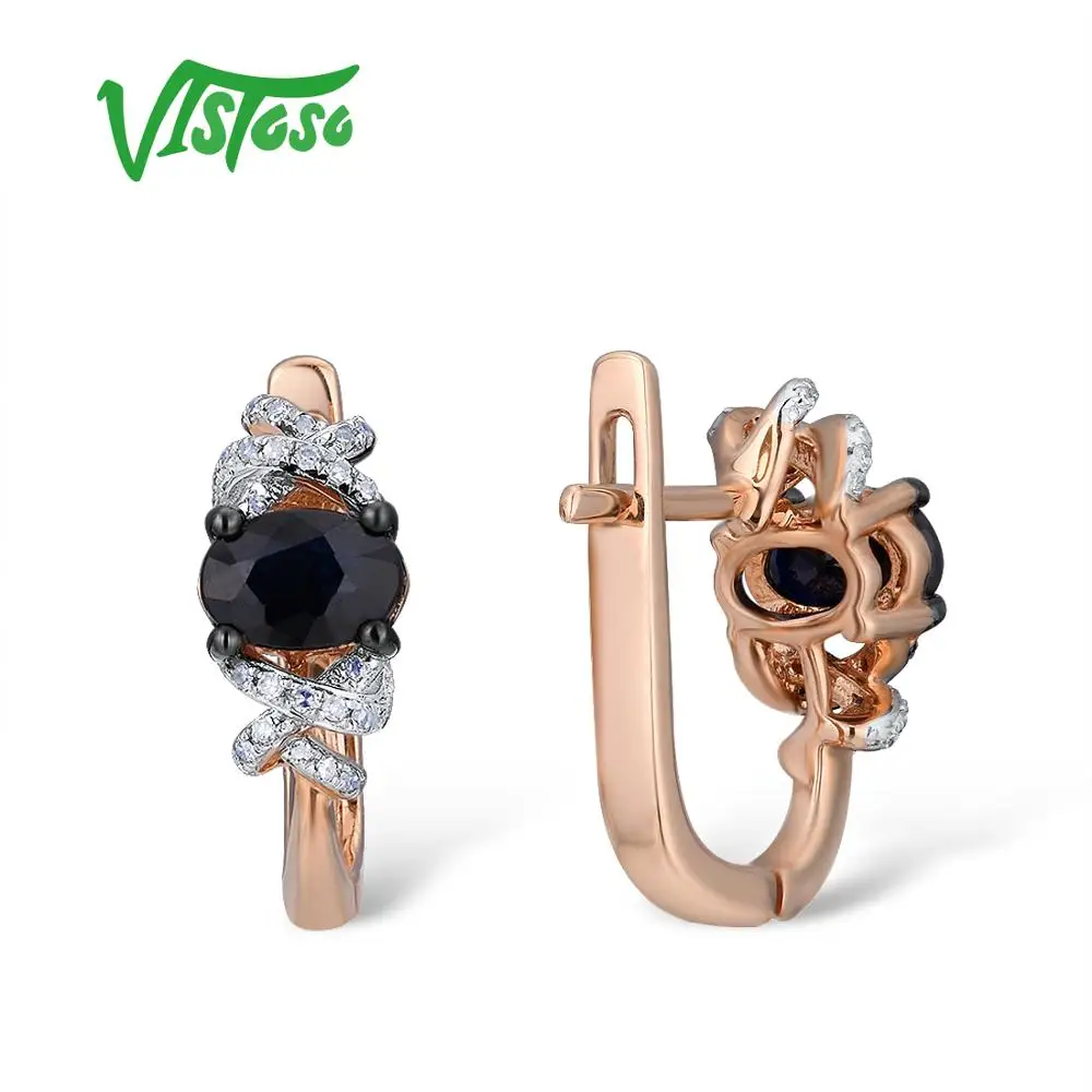 VISTOSO Подлинная 14 K 585 серьги из розового золота для женщин сверкающий синий