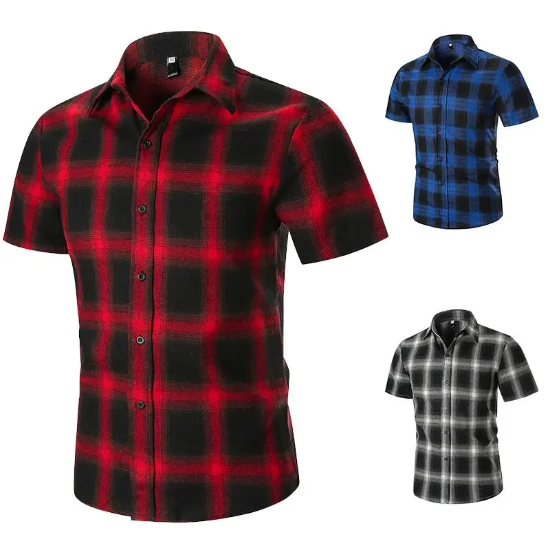 Льняные рубашки Мужская блузка одежда Camisa masculina летняя мужская рубашка в клетку