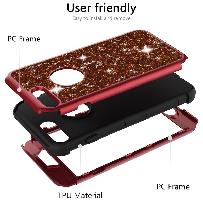 Роскошный Жесткий Чехол для iPhone 8 7 6 6S Plus блестящий Блестящий чехол из