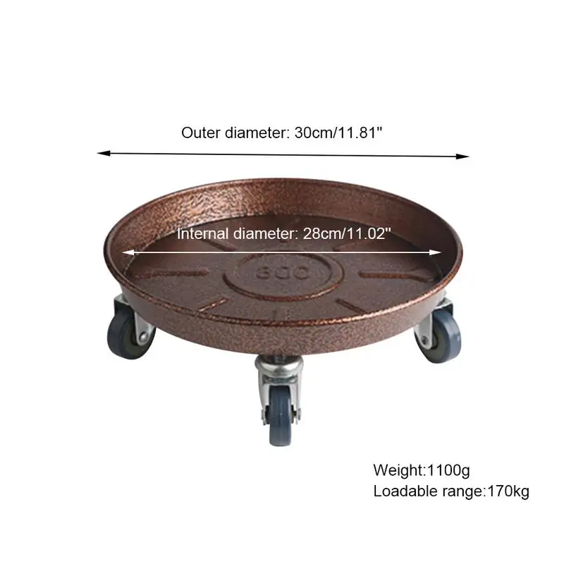Круглая металлическая подставка для цветочного горшка переносной поднос с