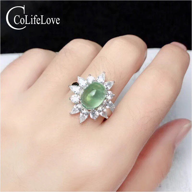 CoLifeLove 925 Silver Prehnite Ring for Party 3 Ct Natural Sterling Jewelry Gift Wife | Украшения и аксессуары