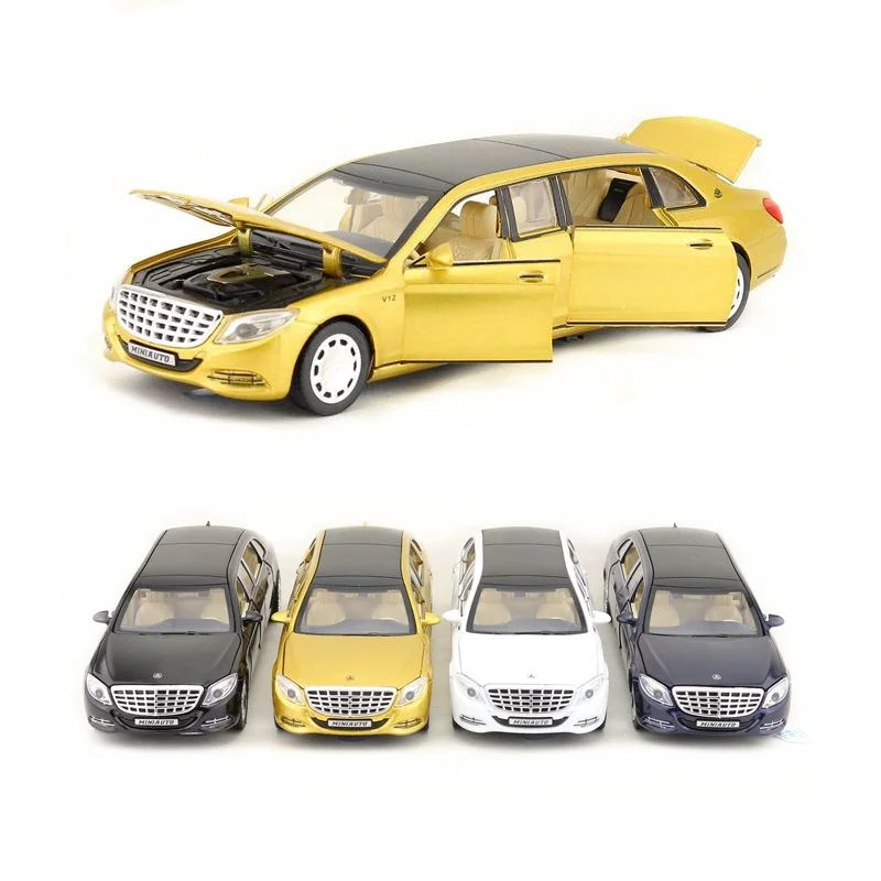 

1:32 Scale Maybach S650 Long-WheelBase Toy Car Diecast Model Pull Back Sound & Light Educational Collection Gift For Children