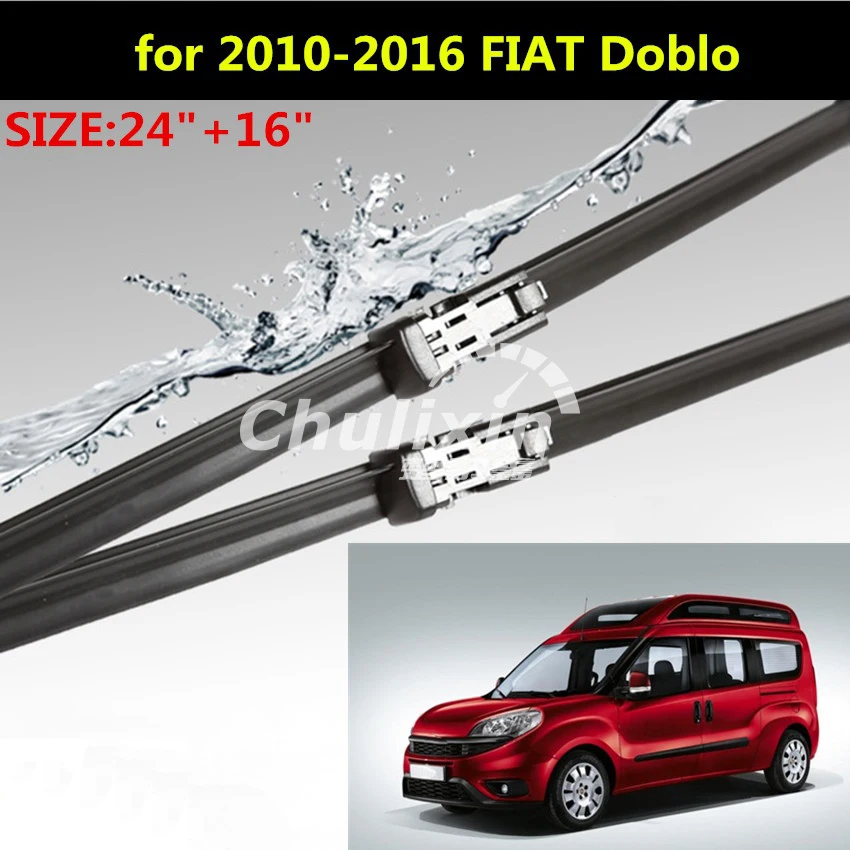 

2pcs/lot Wiper blades for 2010-2016 FIAT Doblo 24"+16" fit push button type wiper arms only