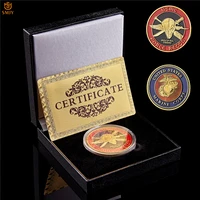 usa marine corps force recon usmc gold plated military challenge token coin value collection wluxury gift box