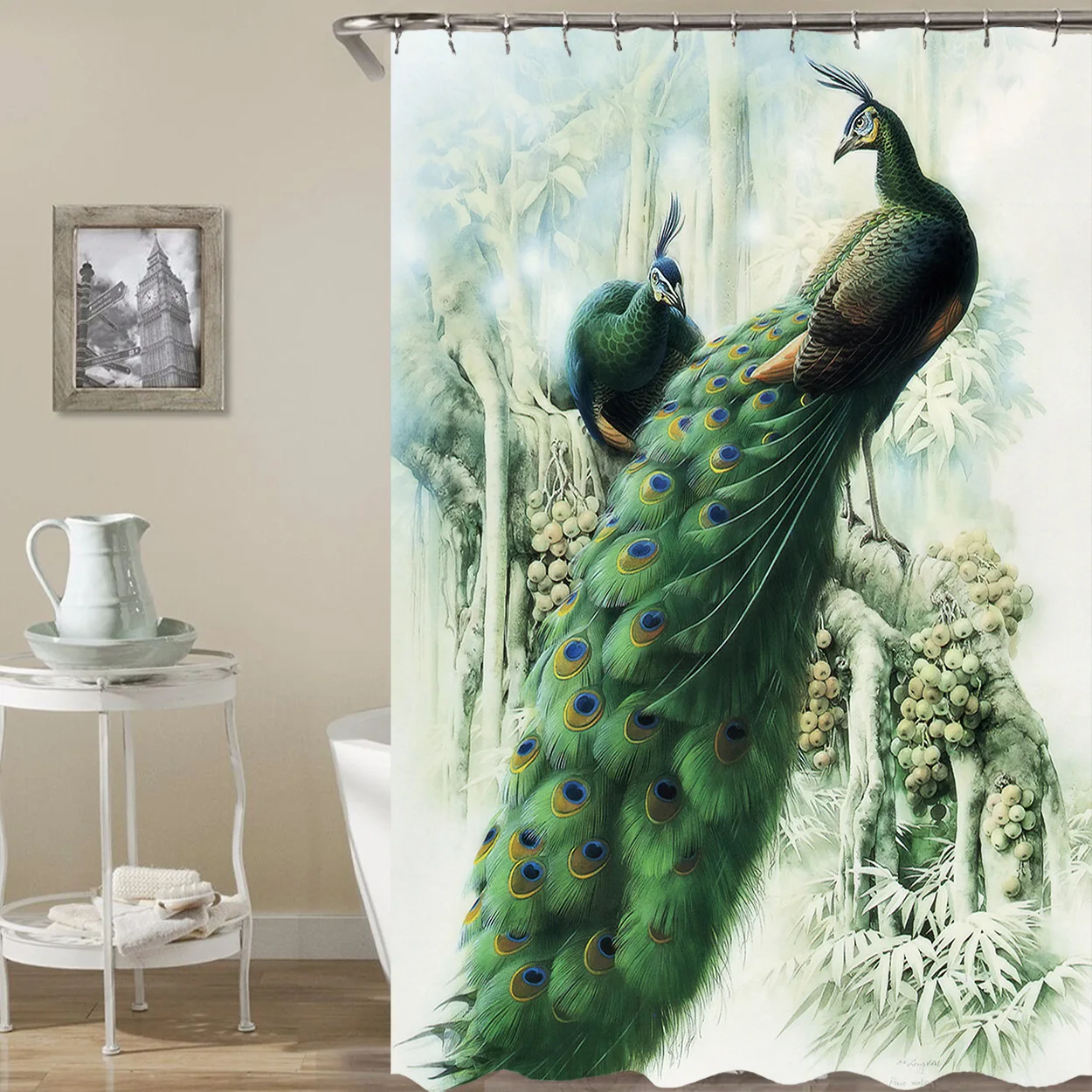 Waterproof Shower Curtain Personality 3d Number Printing Peacocks Peacock Series High Clear Defence Water Bath | Дом и сад