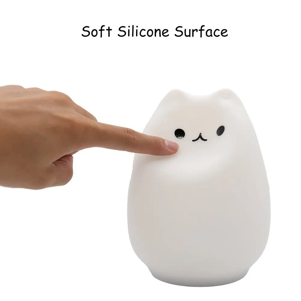 Adeeing милый кот светодиодный детский ночник многоцветный Силиконовый мягкий