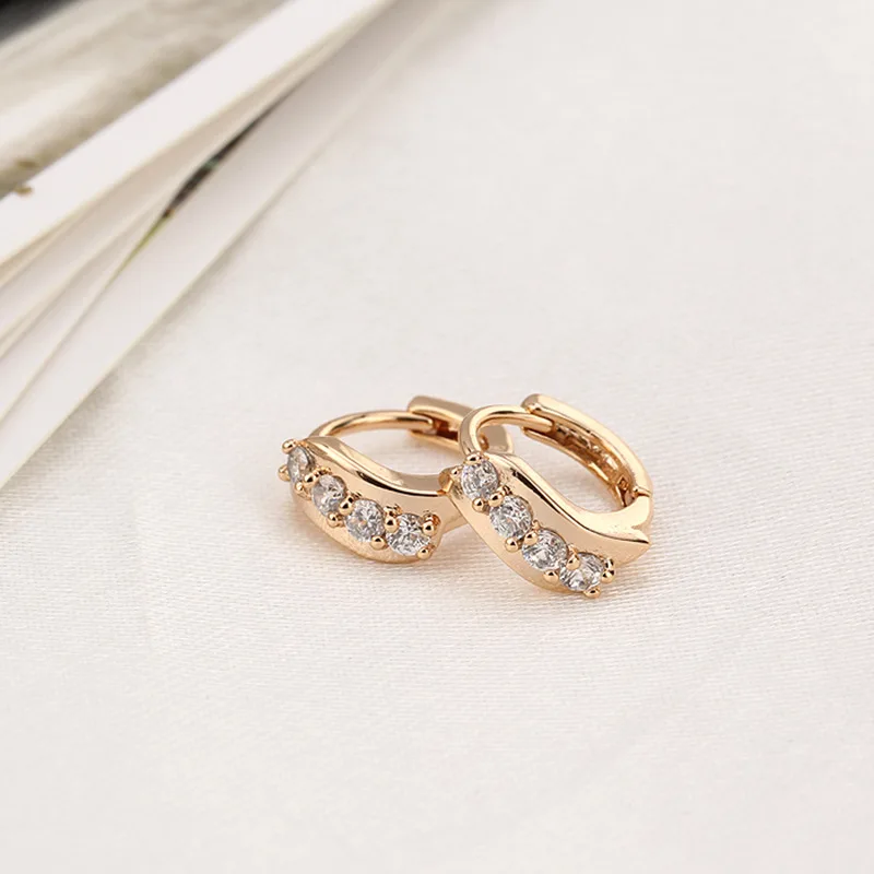 Fashion Womens Ladies Girl Plated Clear Crystal Zircon Ear Hoop Earring Section Dangle Earrings For Anniversary Day Jewelry | Украшения и