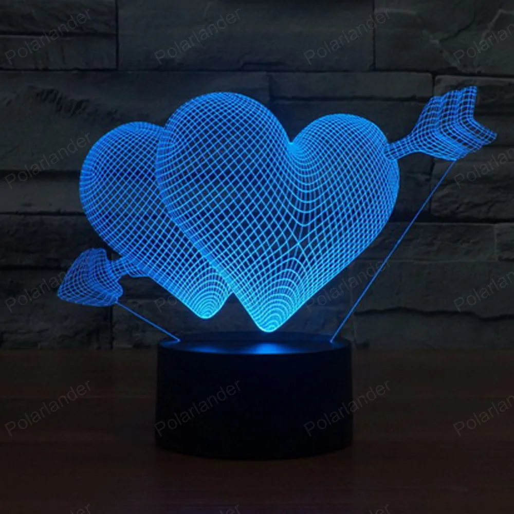 Visual lamps acrylic gift touch led lamp dimensional lights illusion Arrow through the heart of colorful LED | Автомобили и
