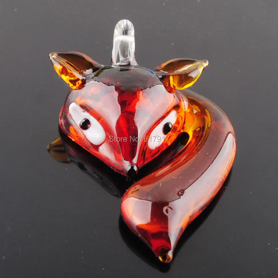 RONGZUAN Тигр желтый милый умный лиса Lampwork стекло кулон из бисера животных для