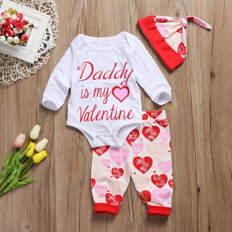 Pudcoco/Новый Модный комбинезон для новорожденных девочек с надписью Daddy is my Valentine